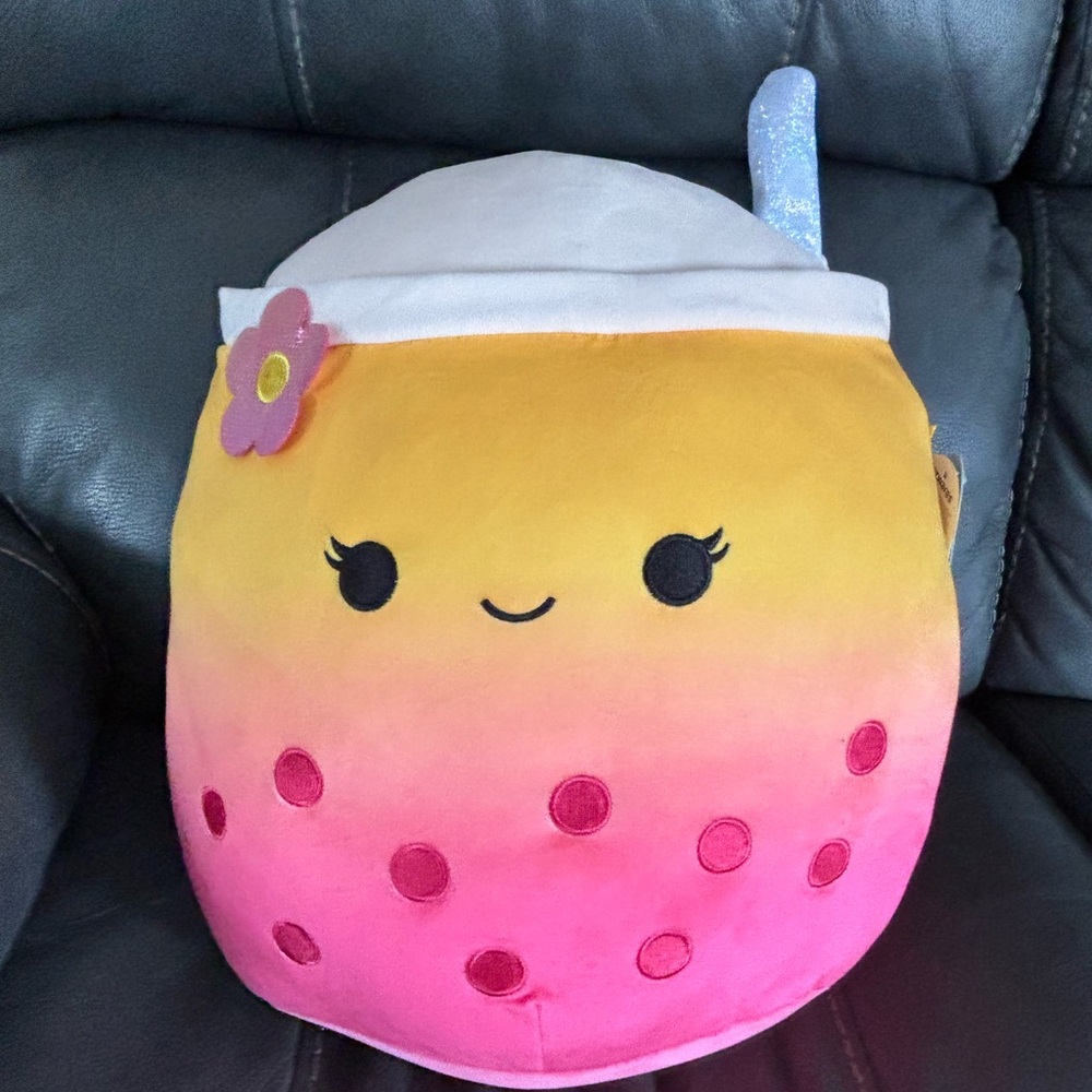 Squishmallows 14 inch Bergit the Pink and Orange Gradient Boba - NEW WITH TAG